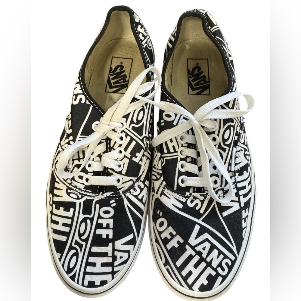 Vans Authentic Black & White OTW Repeat Sneakers Size M 8.5 W 10 EUC